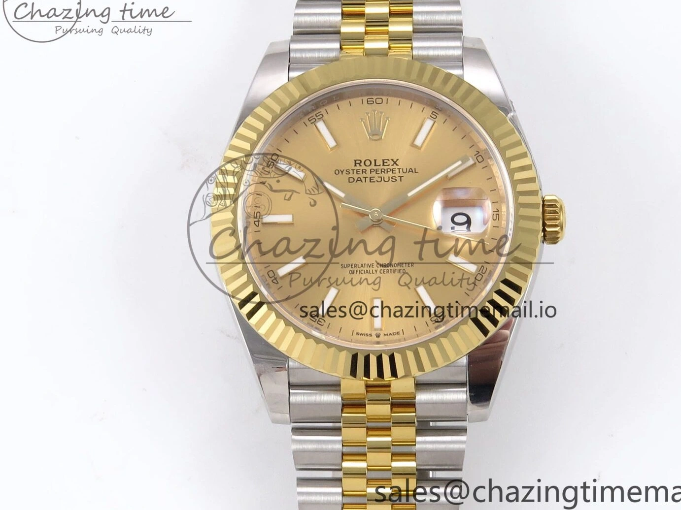 MiroTime 0127 Vibrant DateJust 41 126333 EWEF Best Edition YG Stick Dial on SS YG Jubilee Bracelet A 990
